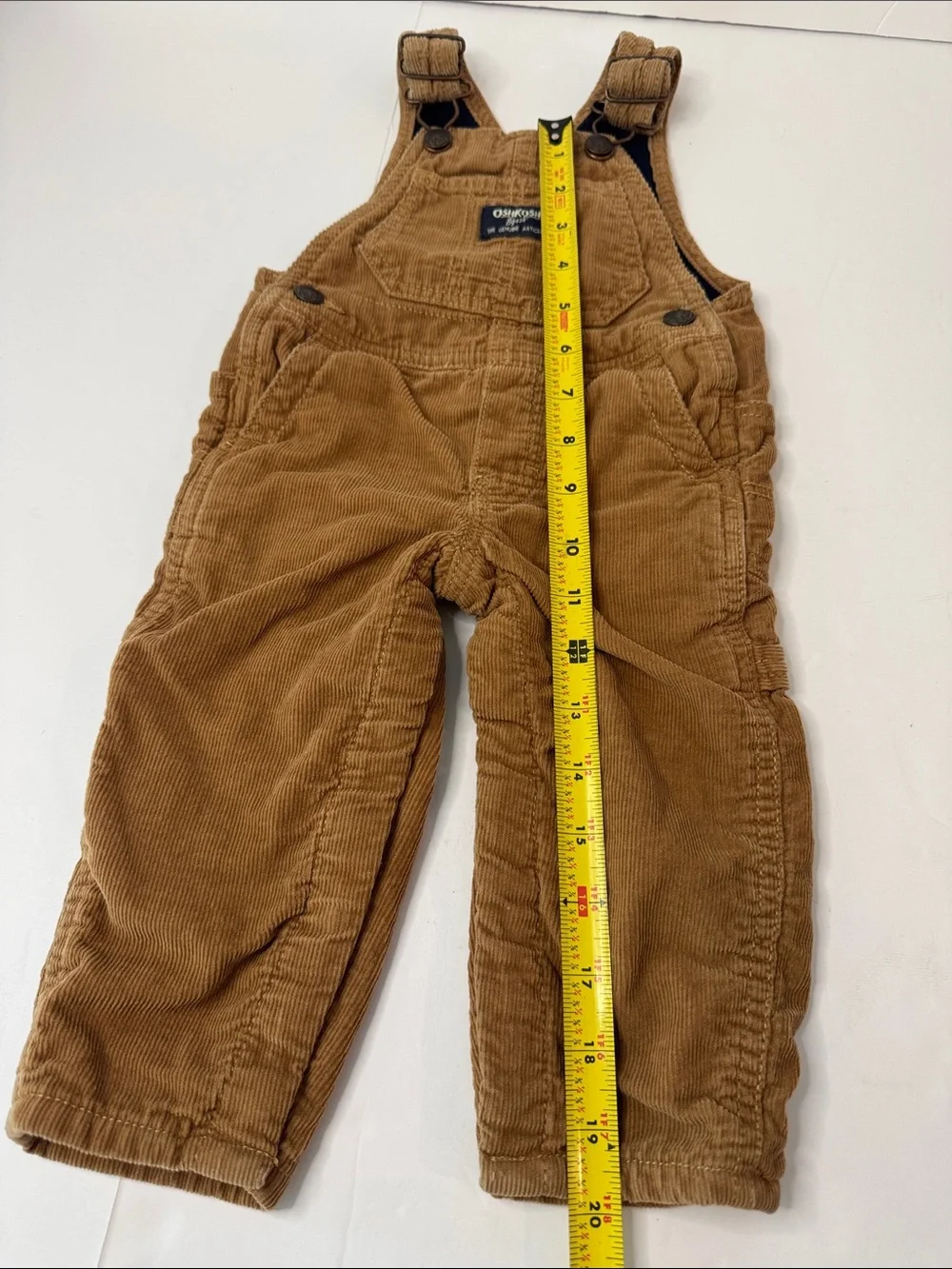 OshKosh B'gosh Tan Corduroy Fleece Lined Kids Overalls- size 12mo